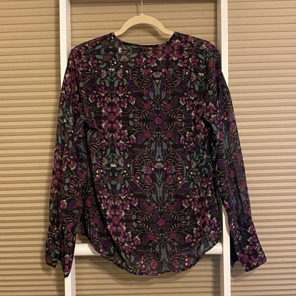 Converse One Star Boho Floral Pintuck Sheer Blouse Top Size Large - Picture 5 of 5